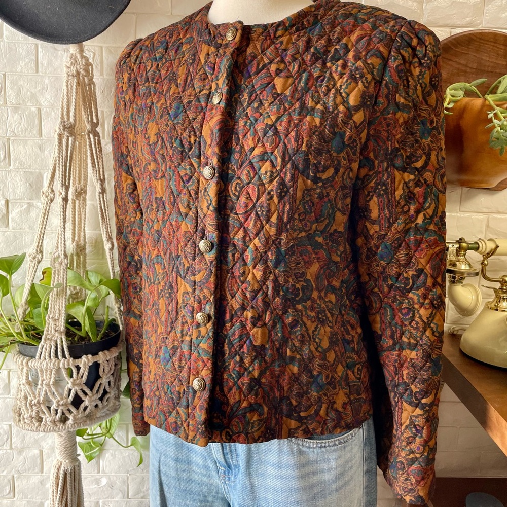 SOLD Vintage 90s Quilted Paisley Print Jacked Union Made in USA